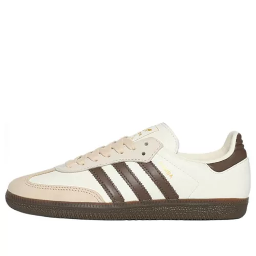 adidas Samba OG Off White Earth Strata Gum dámske nízke streetové tenisky lomené biele-biele — produktová fotografia na bielom pozadí, bočný pohľad