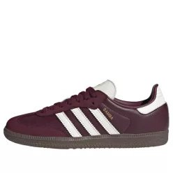 adidas Samba OG Maroon Off White Gum dámske nízke streetové tenisky bordové-lomené biele — produktová fotografia na bielom pozadí, bočný pohľad