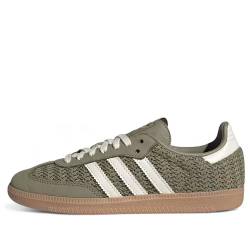 adidas Samba OG Crochet Pack Orbit Green dámske nízke streetové tenisky zelené — produktová fotografia na bielom pozadí, bočný pohľad