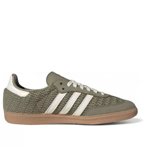 adidas Samba OG Crochet Pack Orbit Green dámske nízke streetové tenisky zelené — produktová fotografia na bielom pozadí, bočný pohľad