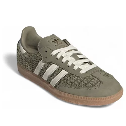 adidas Samba OG Crochet Pack Orbit Green dámske nízke streetové tenisky zelené — produktová fotografia na bielom pozadí, bočný pohľad