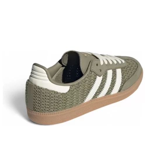 adidas Samba OG Crochet Pack Orbit Green dámske nízke streetové tenisky zelené — produktová fotografia na bielom pozadí, bočný pohľad