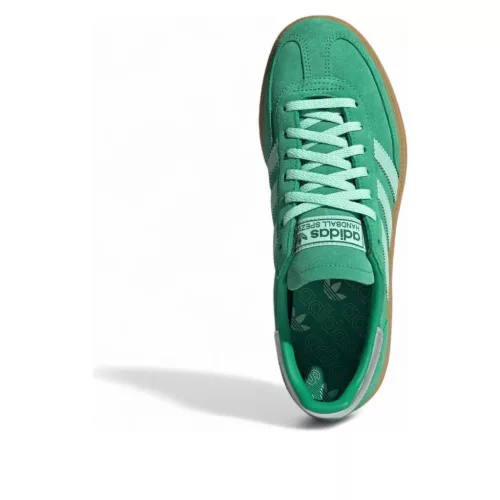 adidas Handball Spezial Semi Court Green Clear Mint Gum dámske nízke streetové tenisky zelené-mentolové — produktová fotografia na bielom pozadí, bočný pohľad