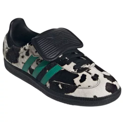 adidas Samba LT Cow Print Black White dámske nízke streetové tenisky čierne-biele — produktová fotografia na bielom pozadí, bočný pohľad