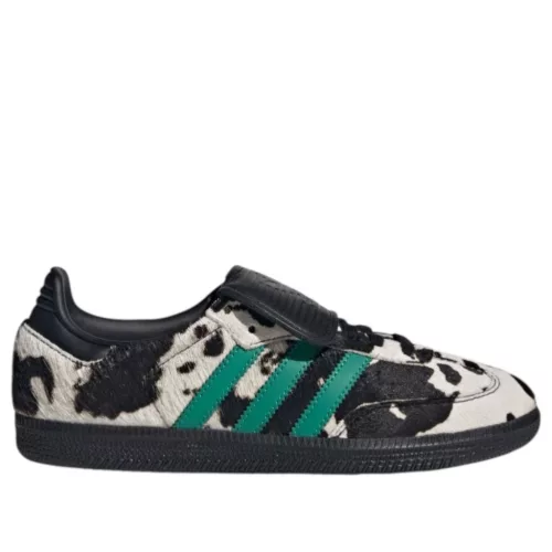 adidas Samba LT Cow Print Black White dámske nízke streetové tenisky čierne-biele — produktová fotografia na bielom pozadí, bočný pohľad