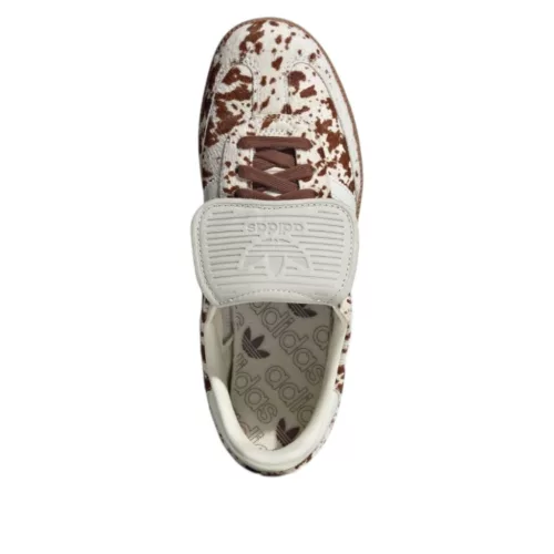 adidas Samba LT Cow Print Brown White dámske nízke streetové tenisky hnedé-biele — produktová fotografia na bielom pozadí, bočný pohľad