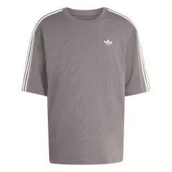Adidas Adicolor 3-Stripes Oversized T-Shirt Charcoal tričko tmavosivé — produktová fotografia na bielom pozadí, bočný pohľad