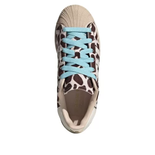 adidas Superstar II Cow Print Crystal Linen dámske nízke streetové tenisky — produktová fotografia na bielom pozadí, bočný pohľad