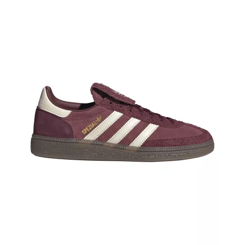 adidas Handball Spezial LT Shadow Red Off White dámske nízke streetové tenisky červené-lomené biele — produktová fotografia na bielom pozadí, bočný pohľad