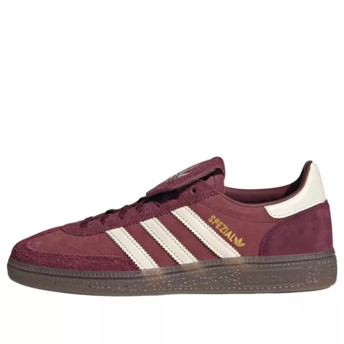 adidas Handball Spezial LT Shadow Red Off White dámske nízke streetové tenisky červené-lomené biele — produktová fotografia na bielom pozadí, bočný pohľad
