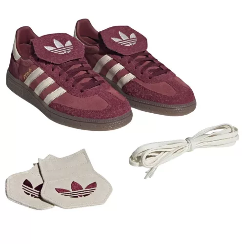 adidas Handball Spezial LT Shadow Red Off White dámske nízke streetové tenisky červené-lomené biele — produktová fotografia na bielom pozadí, bočný pohľad