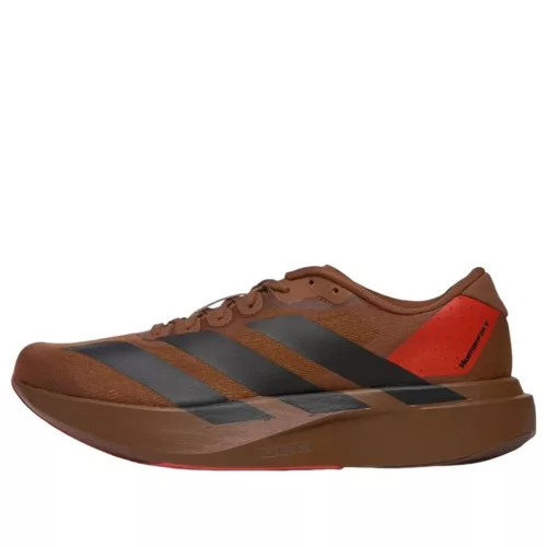 adidas Adizero Evo SL Pharrell Williams Humanrace Preloved Brown nízke bežecké tenisky hnedé — produktová fotografia na bielom pozadí, bočný pohľad