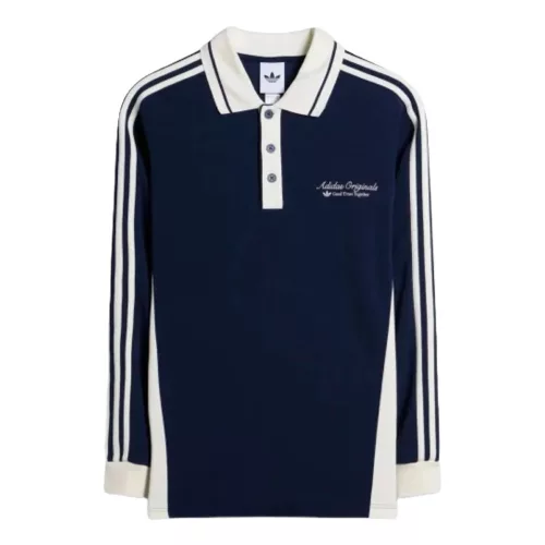 adidas Long Sleeved Polo Shirt Night Indigo unisex tričko tmavomodré