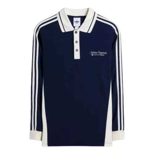 adidas Long Sleeved Polo Shirt Night Indigo unisex tričko tmavomodré