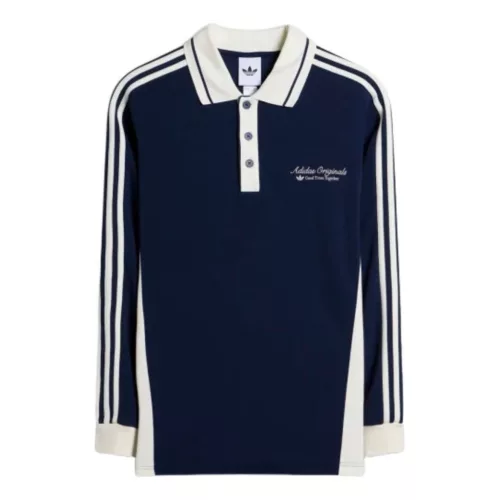 adidas Long Sleeved Polo Shirt Night Indigo unisex tričko tmavomodré