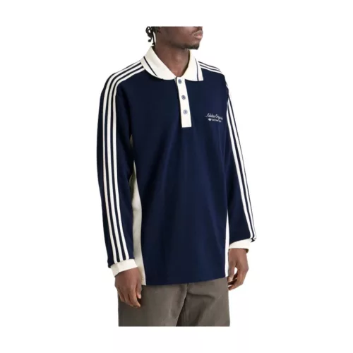 adidas Long Sleeved Polo Shirt Night Indigo unisex tričko tmavomodré