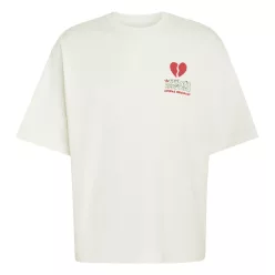 Adidas V-DAY HEART BROKEN CAT GRAPHIC T-Shirt tričko — produktová fotografia na bielom pozadí, bočný pohľad