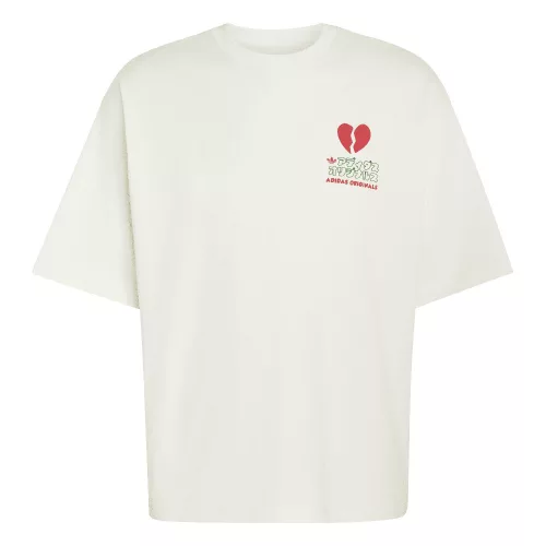 Adidas V-DAY HEART BROKEN CAT GRAPHIC T-Shirt tričko — produktová fotografia na bielom pozadí, bočný pohľad