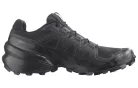 Salomon Speedcross 6 Black Phantom nízke trailové topánky čierne-lomené biele — produktová fotografia na bielom pozadí, bočný pohľad