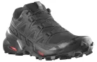 Salomon Speedcross 6 Black Phantom nízke trailové topánky čierne-lomené biele — produktová fotografia na bielom pozadí, bočný pohľad