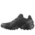 Salomon Speedcross 6 Black Phantom dámske nízke trailové topánky čierne-lomené biele — produktová fotografia na bielom pozadí, bočný pohľad