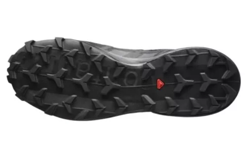 Salomon Speedcross 6 Black Phantom dámske nízke trailové topánky čierne-lomené biele — produktová fotografia na bielom pozadí, bočný pohľad