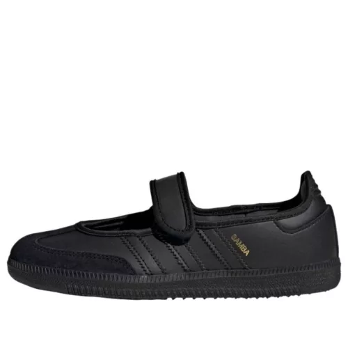 adidas Samba Jane Triple Black dámske nízke streetové tenisky čierne — produktová fotografia na bielom pozadí, bočný pohľad