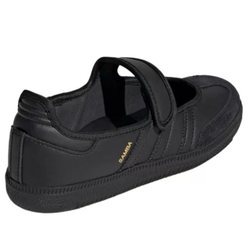 adidas Samba Jane Triple Black dámske nízke streetové tenisky čierne — produktová fotografia na bielom pozadí, bočný pohľad