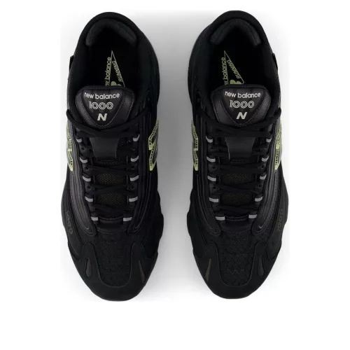 New Balance 1000 Cordura Black Neon nízke streetové tenisky čierne — produktová fotografia na bielom pozadí, bočný pohľad