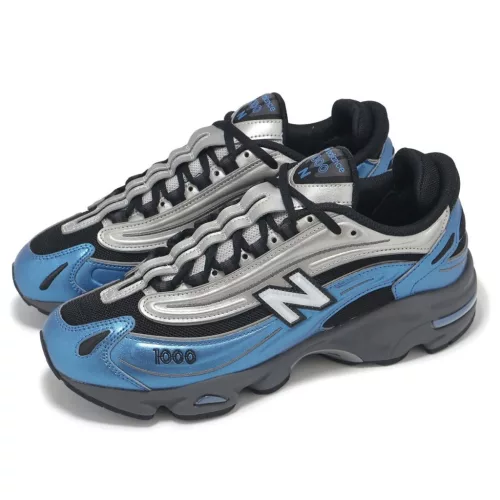 New Balance 1000 Metallic Blue nízke streetové tenisky tmavomodré-modré — produktová fotografia na bielom pozadí, bočný pohľad