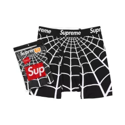 Supreme x Hanes Spider-Man Boxer Briefs (2 Pack) 'Black' boxerky čierne — produktová fotografia na bielom pozadí, bočný pohľad