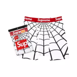 Supreme x Hanes Spider-Man Boxer Briefs (2 Pack) 'White' boxerky biele — produktová fotografia na bielom pozadí, bočný pohľad