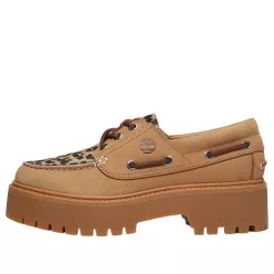 Timberland Stone Street Boat Shoe dámske členkové topánky béžové — produktová fotografia na bielom pozadí, bočný pohľad