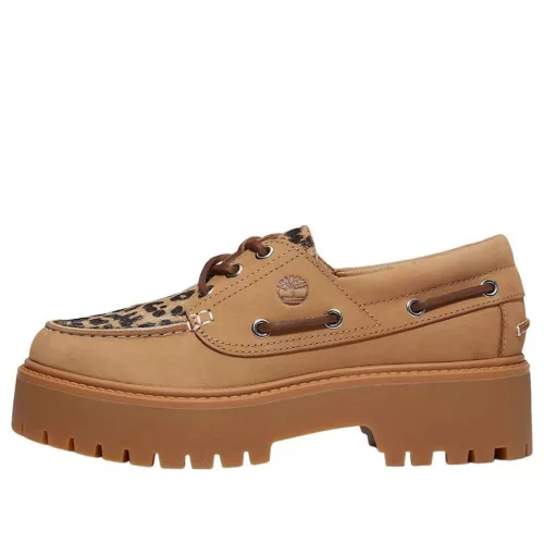 Timberland Stone Street Boat Shoe dámske členkové topánky béžové — produktová fotografia na bielom pozadí, bočný pohľad