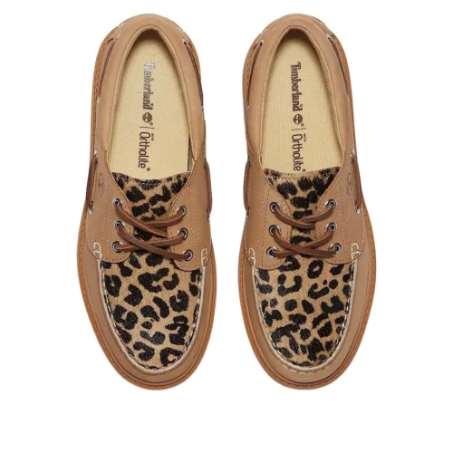 Timberland Stone Street Boat Shoe dámske členkové topánky béžové — produktová fotografia na bielom pozadí, bočný pohľad