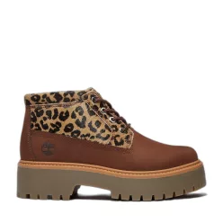 Timberland 6 Premium Stone Street Cheetah dámske členkové topánky — produktová fotografia na bielom pozadí, bočný pohľad