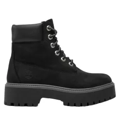 Timberland Stone Street 6IN WP Black dámske členkové topánky čierne — produktová fotografia na bielom pozadí, bočný pohľad