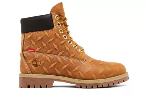 Supreme x Timberland 6 Inch Premium Waterproof Boot Embossed Diamond Plate Wheat pánske vysoké čižmy pšeničné