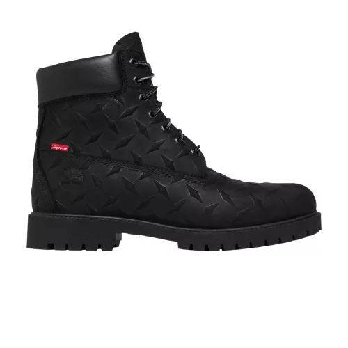 Supreme x Timberland 6 Inch Premium Waterproof Boot Embossed Diamond Plate Black pánske vysoké čižmy čierne