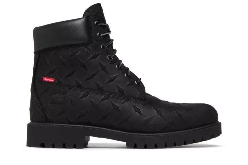 Supreme x Timberland 6 Inch Premium Waterproof Boot Embossed Diamond Plate Black pánske vysoké čižmy čierne