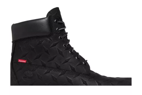 Supreme x Timberland 6 Inch Premium Waterproof Boot Embossed Diamond Plate Black pánske vysoké čižmy čierne