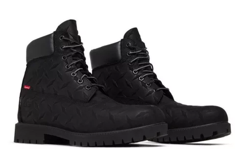 Supreme x Timberland 6 Inch Premium Waterproof Boot Embossed Diamond Plate Black pánske vysoké čižmy čierne
