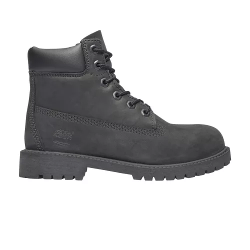 Timberland 6" Premium Waterproof Boot Black detské členkové topánky čierne — produktová fotografia na bielom pozadí, bočný pohľad