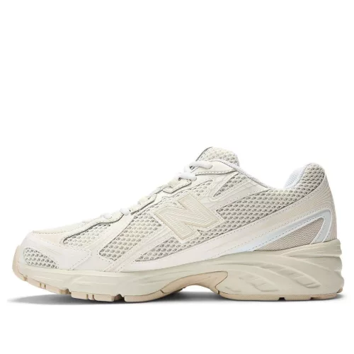 New Balance 740v2 Bisque Angora nízke streetové tenisky — produktová fotografia na bielom pozadí, bočný pohľad
